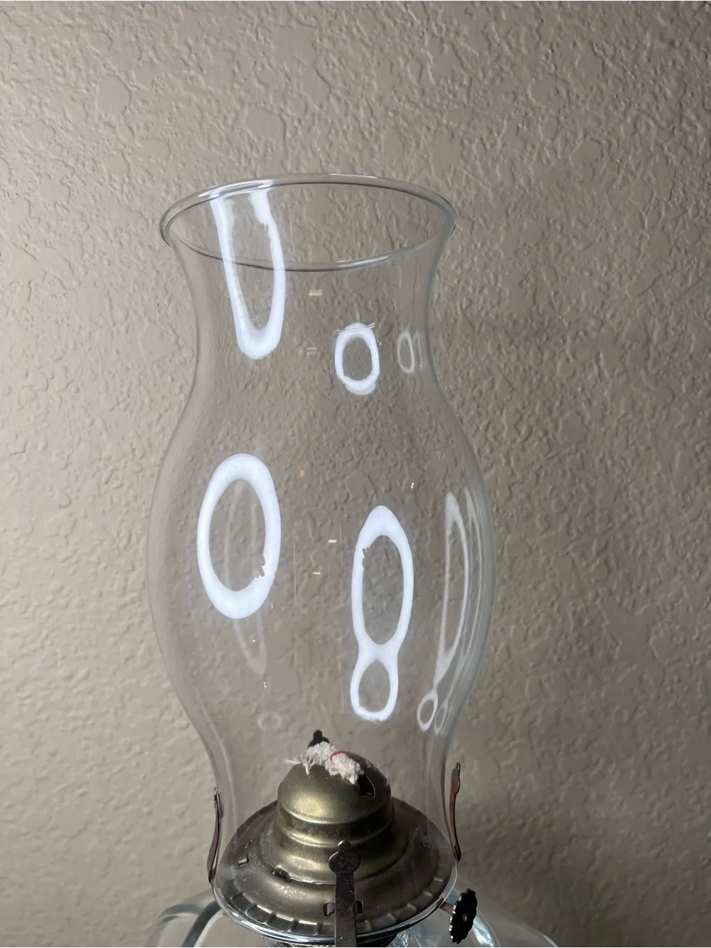 Vintage 1980s Clear Glass Hurricane Oil Lamp